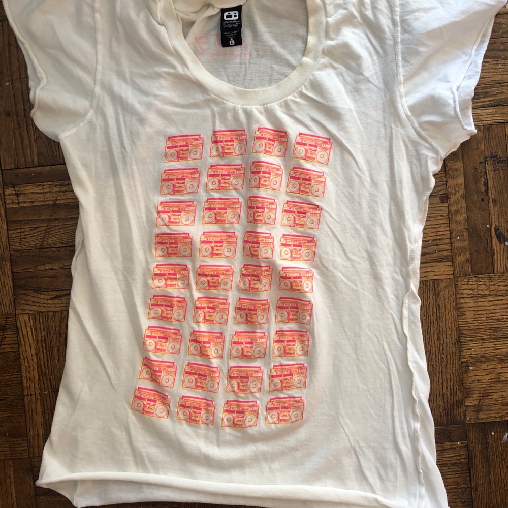 VINTAGE MTV WHITE T SHIRT/CASSETTES, clean M